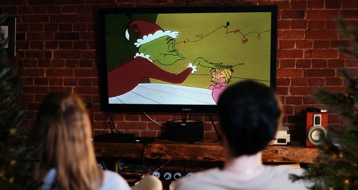 watching the grinch on tv