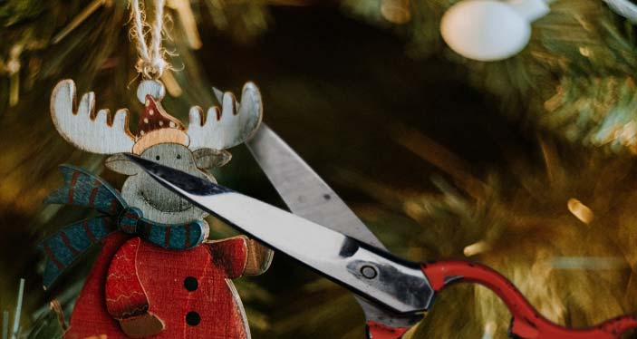 reindeer christmas tree ornament with scissors