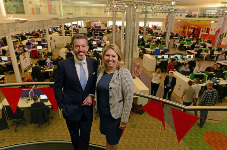 Vodafone call centre with Vodafone UK CEO Nick Jeffrey